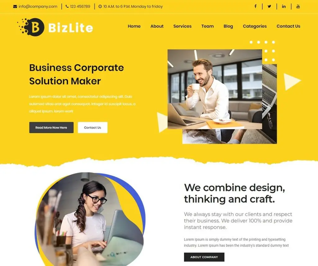 Bizlite 비즈니스 무료 포트폴리오 Wordpress 테마