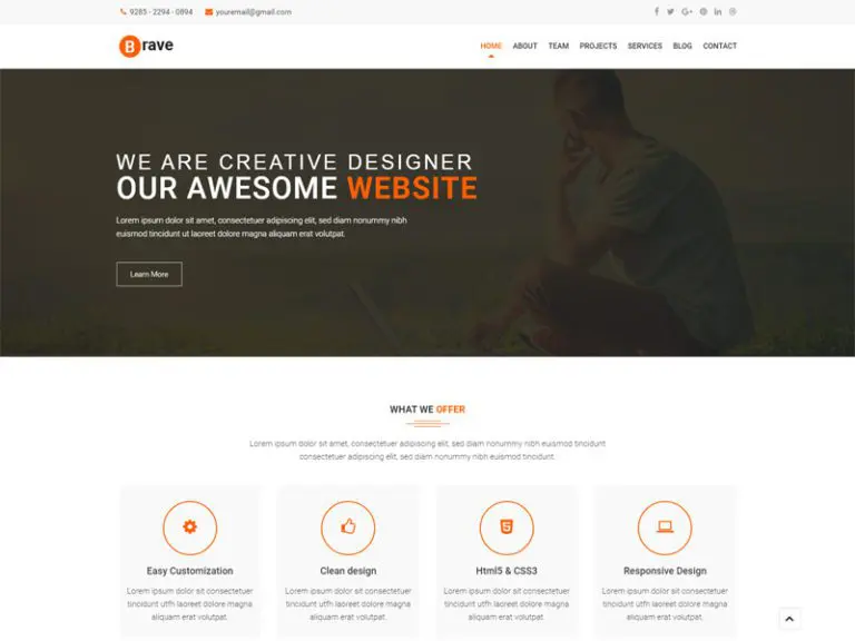 Brave Free Портфолио Шаблон Joomla