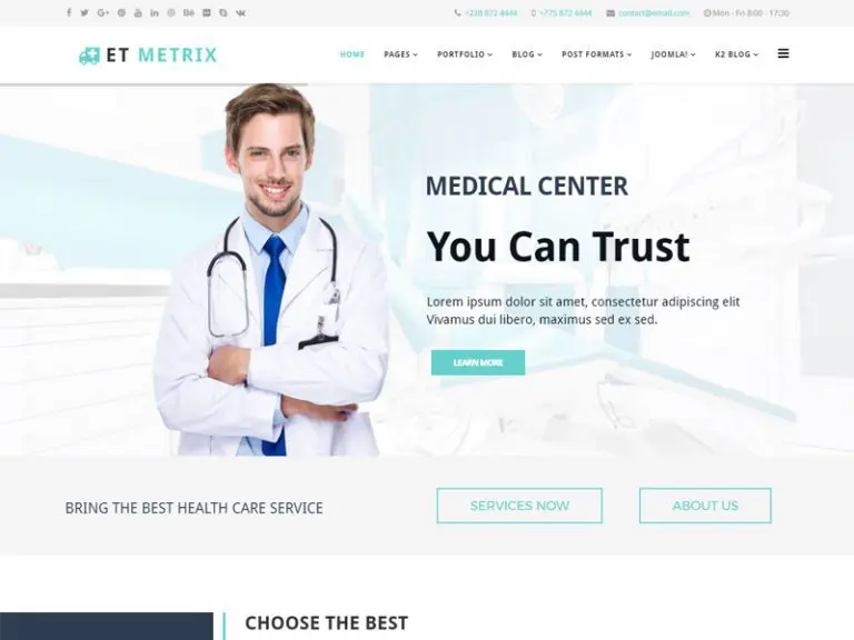 Et Metrix Kostenloses Joomla Medical Template