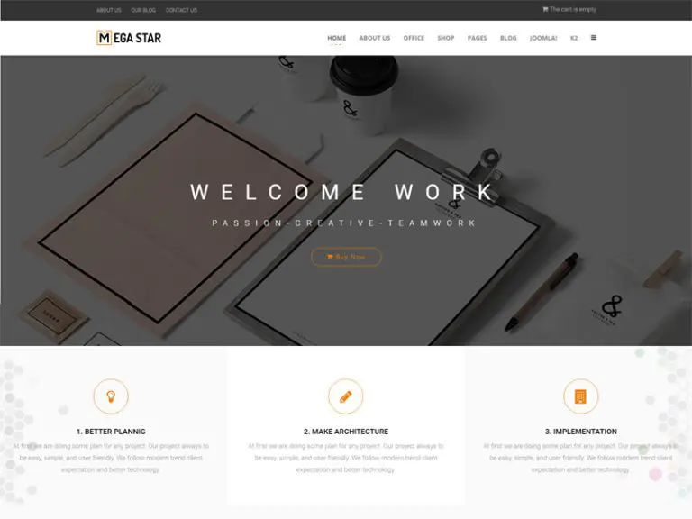 เทมเพลตธุรกิจ Joomla ฟรีของ Megastar