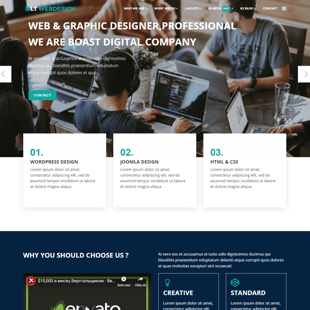 Lt Web Design ออกแบบเว็บไซต์ Responsive ฟรี เทมเพลต Joomla