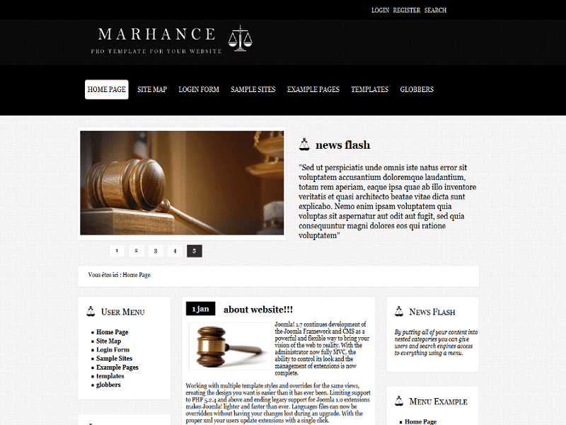Marhance Black – Joomla Template Lawyer gratuit