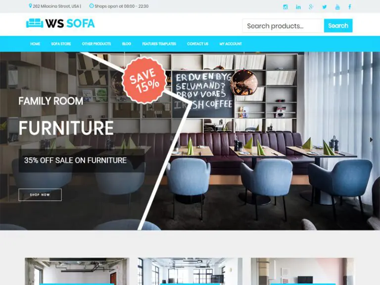 Ws Sofa Free Wordpress Woocommerce Theme pentru interior