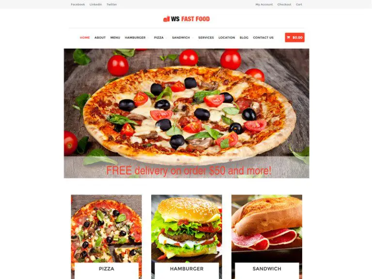 Ws Fast Food gratuită Wordpress Woocommerce Tema pentru comandă de alimente