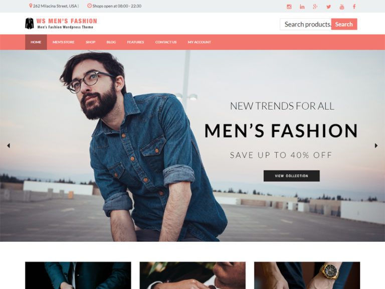Ws Moda pentru bărbați Tema gratuită Wordpress Woocommerce pentru magazinul de modă