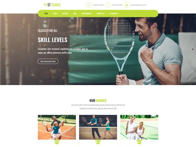 Și tenis gratuit responsive Wordpress tenis tema