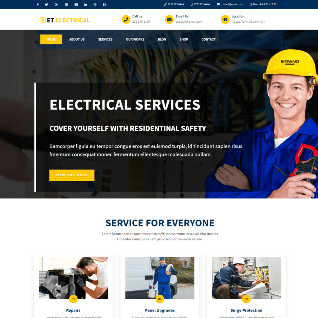 Și Electrical Șablon gratuit pentru site-ul Joomla Electrical