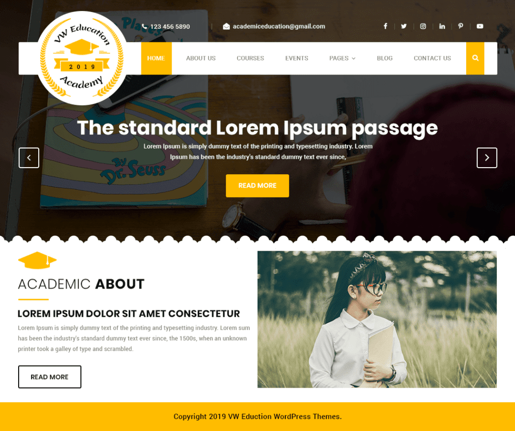 أكاديمية فولكس فاجن التعليمية Free Wordpress Education Theme