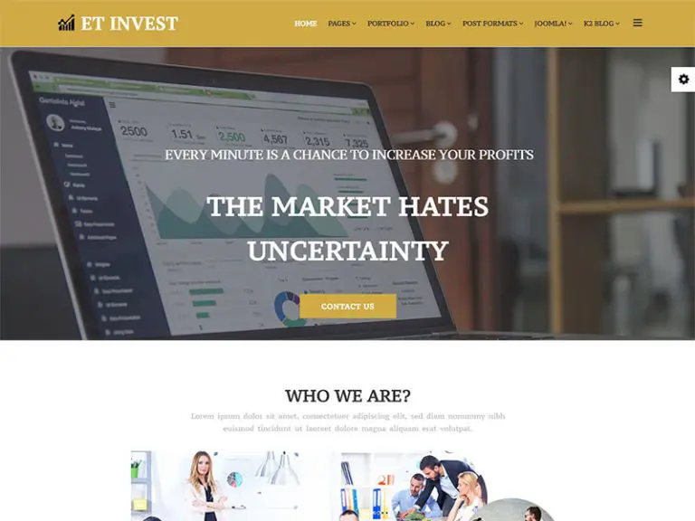 Et Invest Modello Joomla di investimento reattivo gratuito