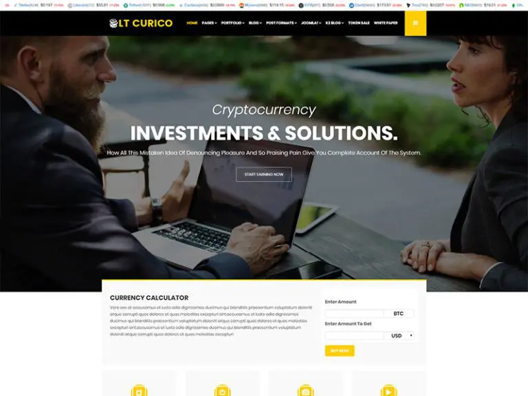 Modello di sito Web di criptovaluta privato gratuito Lt Curico