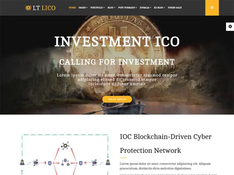 Modello di sito Web di criptovaluta reattivo gratuito Lt Lico