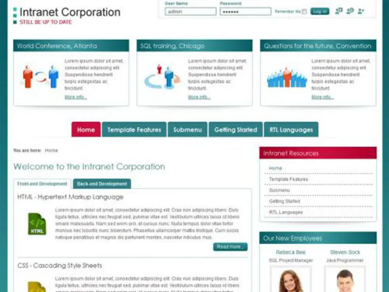 Jm Intranet Corporation Modello gratuito di Joomla Company