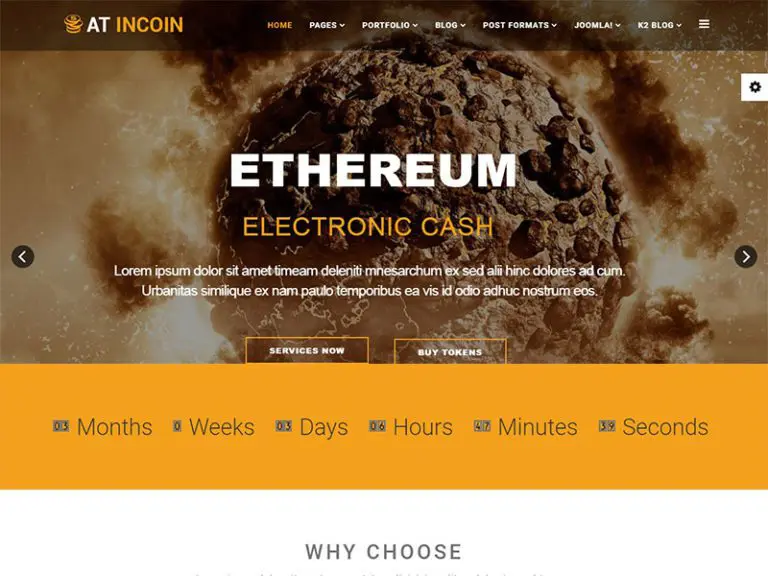 At Incoin Modello di sito Web di criptovaluta reattivo gratuito