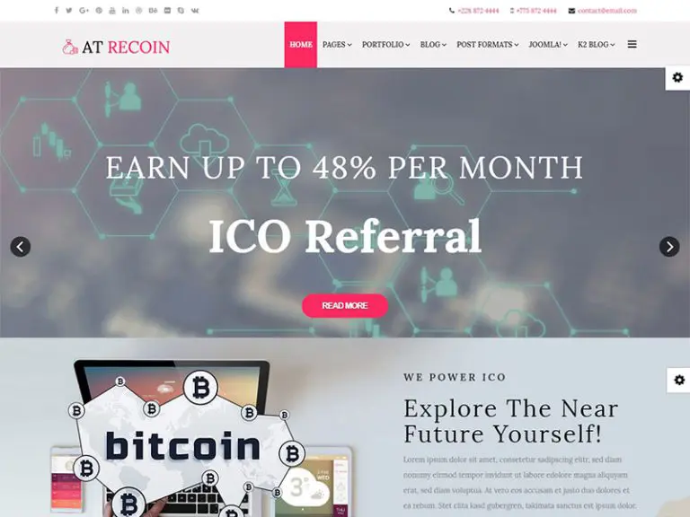 At Recoin Template Joomla reattivo gratuito per criptovaluta