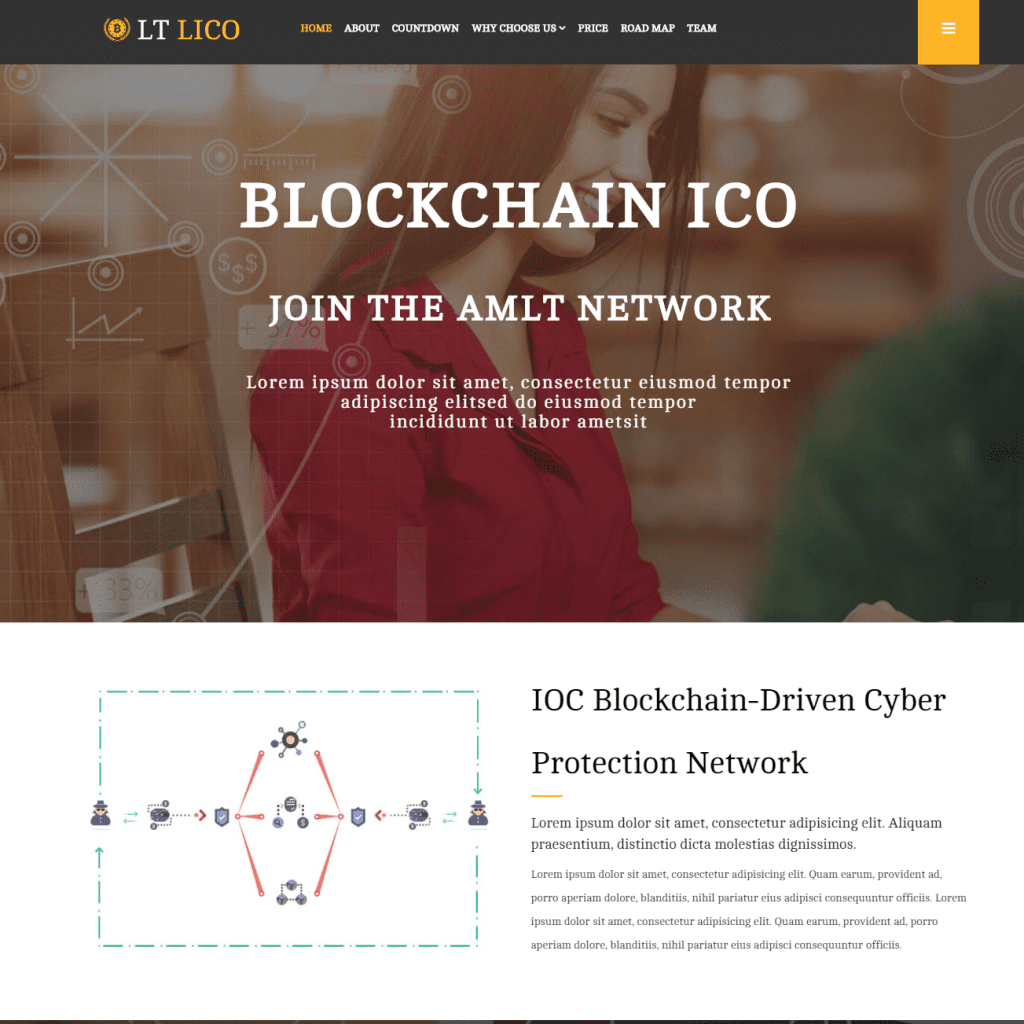 Lt Lico Onepage Modello di sito Web di criptovaluta reattivo gratuito a pagina singola