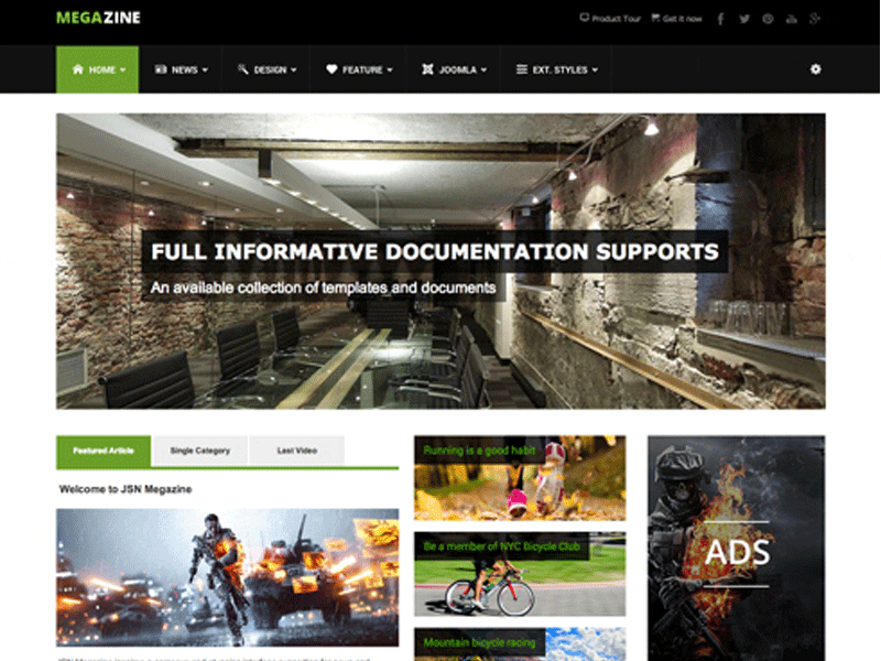 Jsn Megazine Joomla modello gratuito