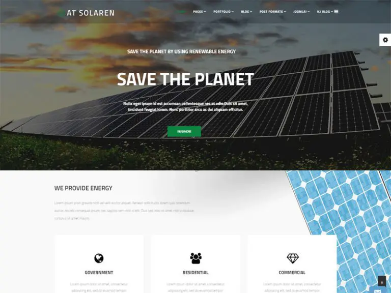 A Solaren modello Joomla di energia solare gratuito