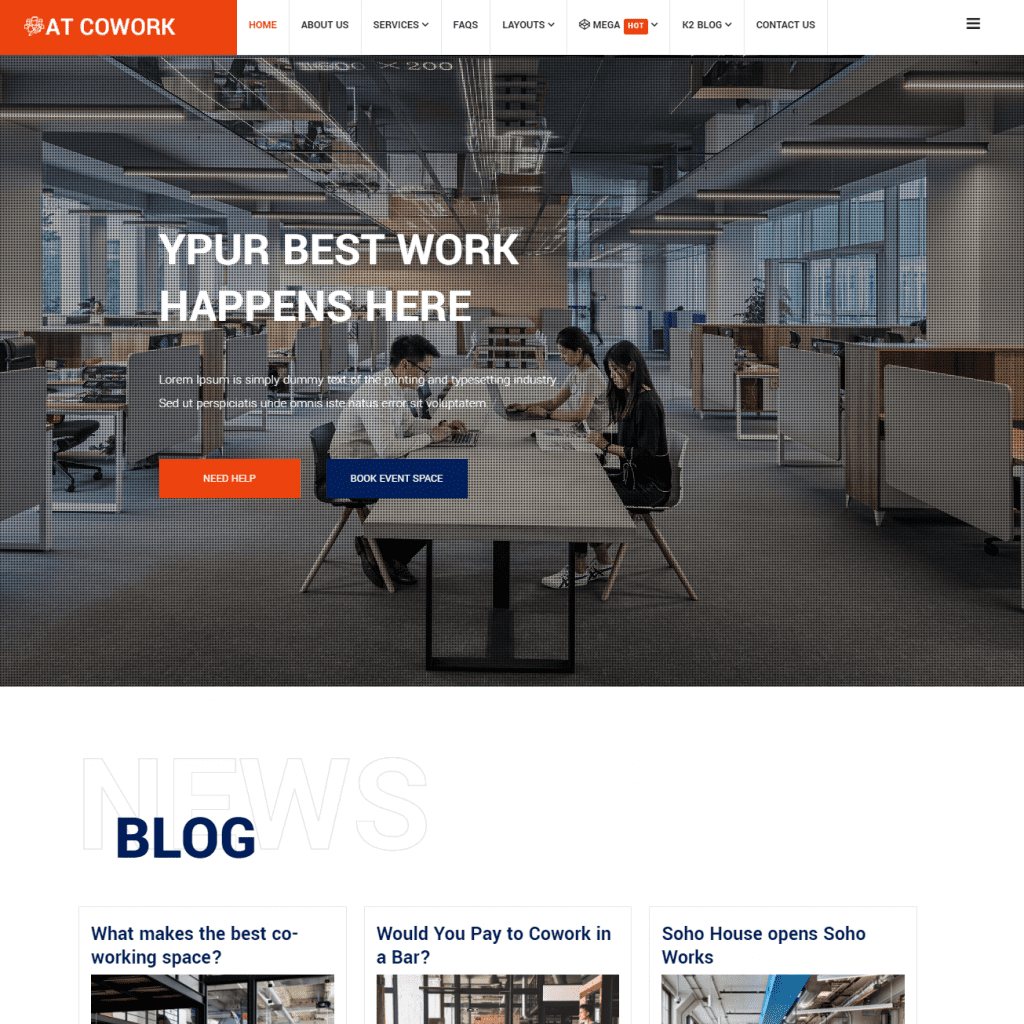 W Cowork Szablon strony internetowej Modern Coworking