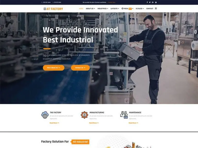 W Factory Premium Przemysłowy szablon Joomla