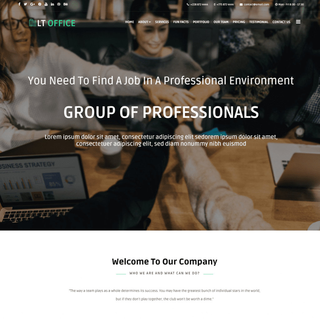 Lt Office Onepage Darmowy, jednostronicowy, responsywny motyw firmy Joomla