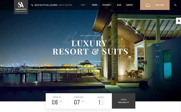 Tema WordPress dell'hotel | Hotel in barca a vela