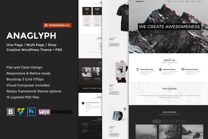 Anaglifo - Tema WordPress a una pagina/multipagina