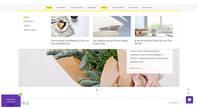 Artmag - 깨끗한 WordPress 블로그 및 잡지 테마
