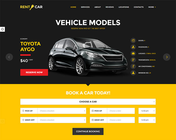 Penyewaan Mobil WordPress Tema / Halaman Arahan