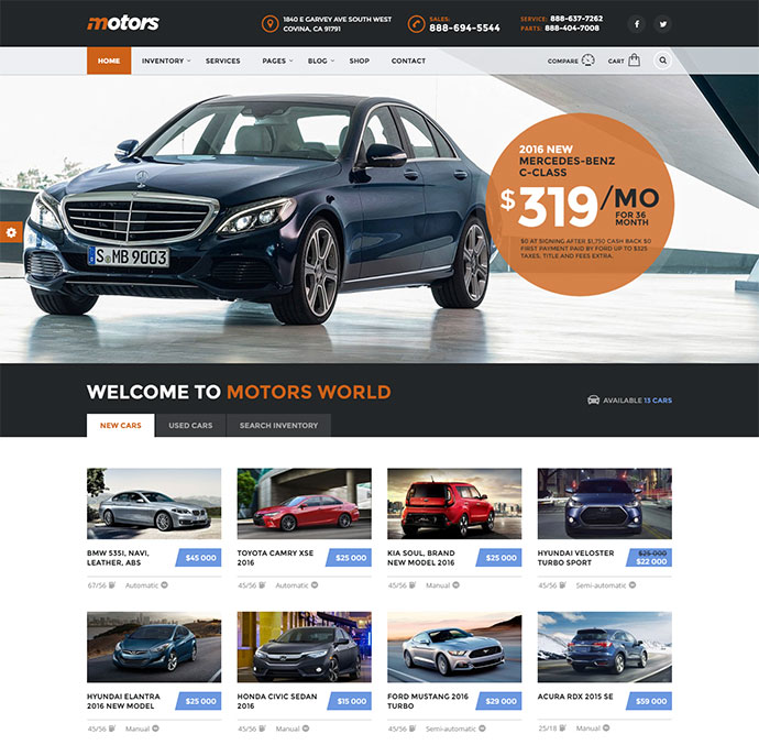 Otomotif, Mobil, Kendaraan, Dealer Kapal, Tema WordPress Rahasia
