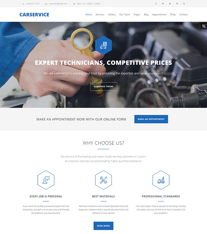 Tema WordPress Toko Mobil Mekanik