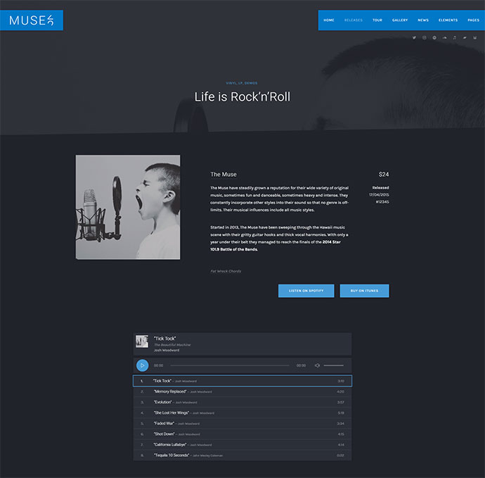 Muse — 음악 WordPress 테마