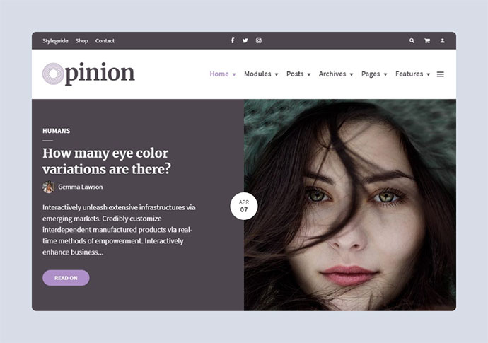 Opinione - Tema WordPress in stile moderno per notizie e riviste