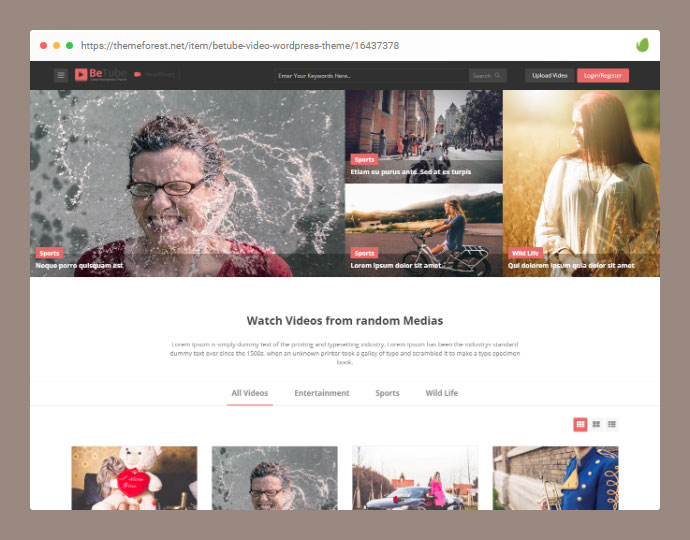 Thème WordPress Betube Video