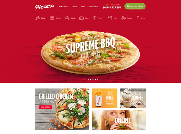 Pizzaro-ファーストフード＆レストランWooCommerceテーマ