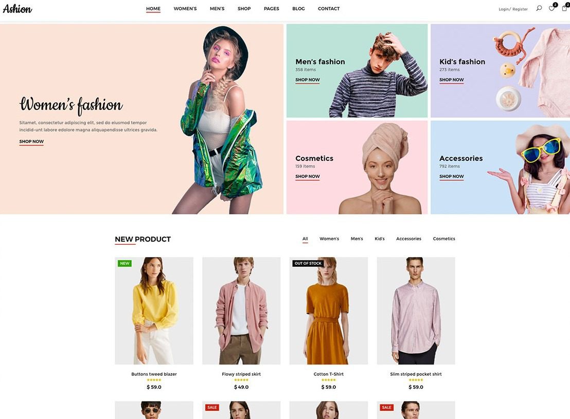 Ashion Ücretsiz Boostrap Online Mağaza Şablonu