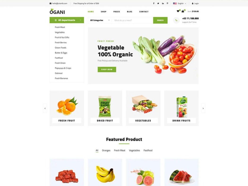 Ogani Ücretsiz Boostrap Online Mağaza Şablonu