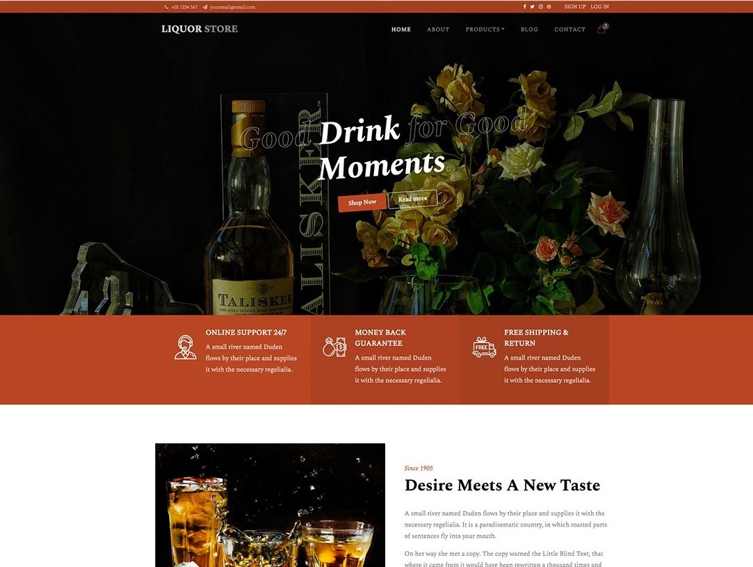 Liquorstore Ücretsiz Boostrap Online Mağaza Şablonu