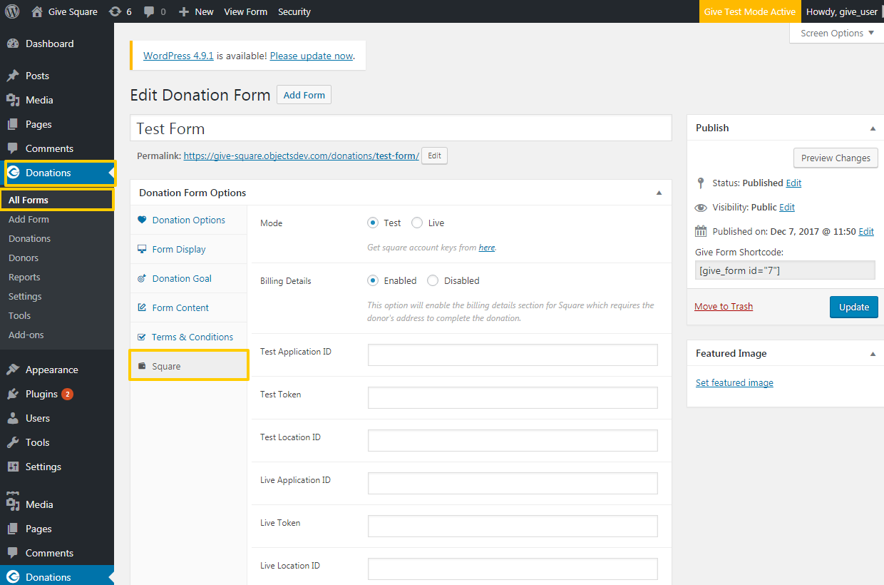 GiveWP Square-Plugin