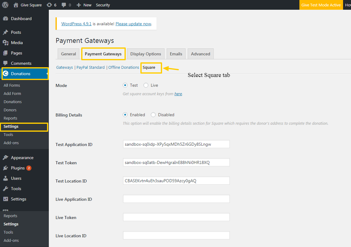 GiveWP Square-Plugin