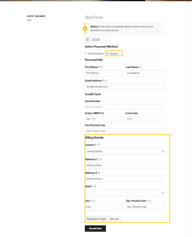 GiveWP Square-Plugin
