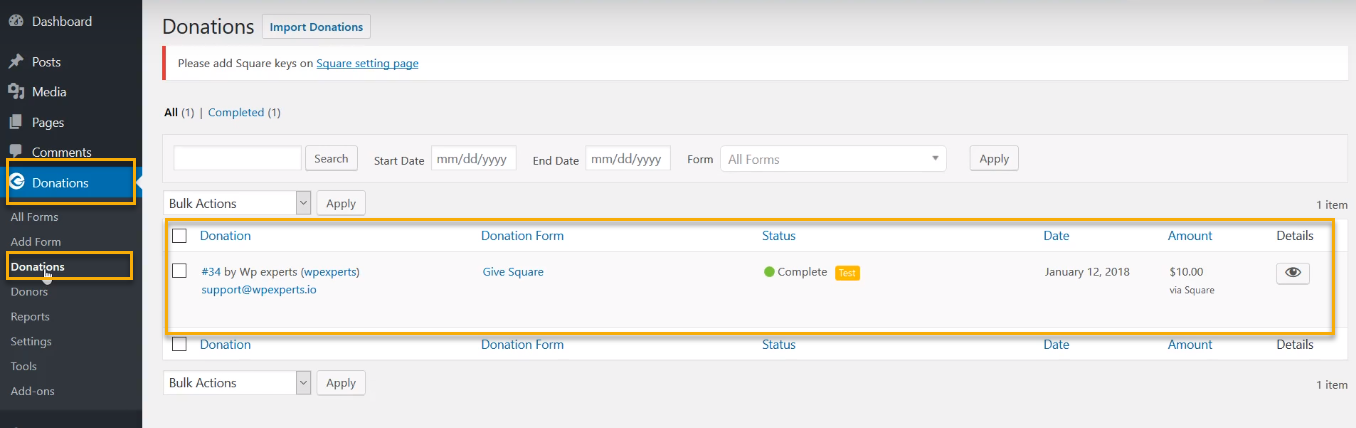 GiveWP Square-Plugin