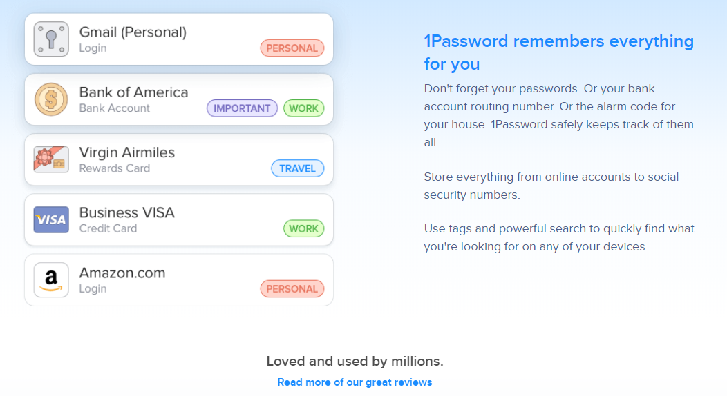 Immagine raffigurante 1Password, uno strumento di sicurezza di WordPress che ti aiuta a gestire le password.