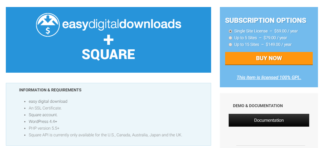 Easy Digital Downloads Square 插件截图