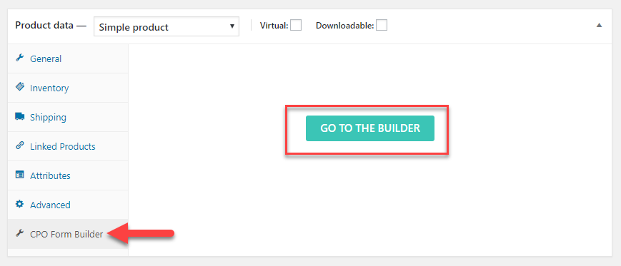 captura de pantalla del metabox de datos del producto para la personalización del producto WooCommerce