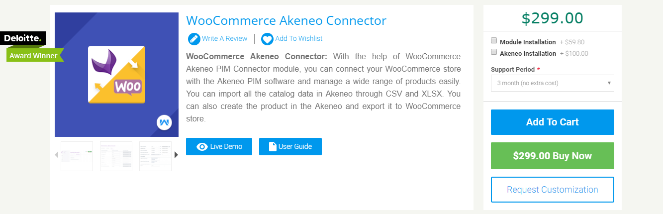 WooCommerce 다중 채널 소매에 도움이 되는 Akeneo 커넥터의 스크린샷