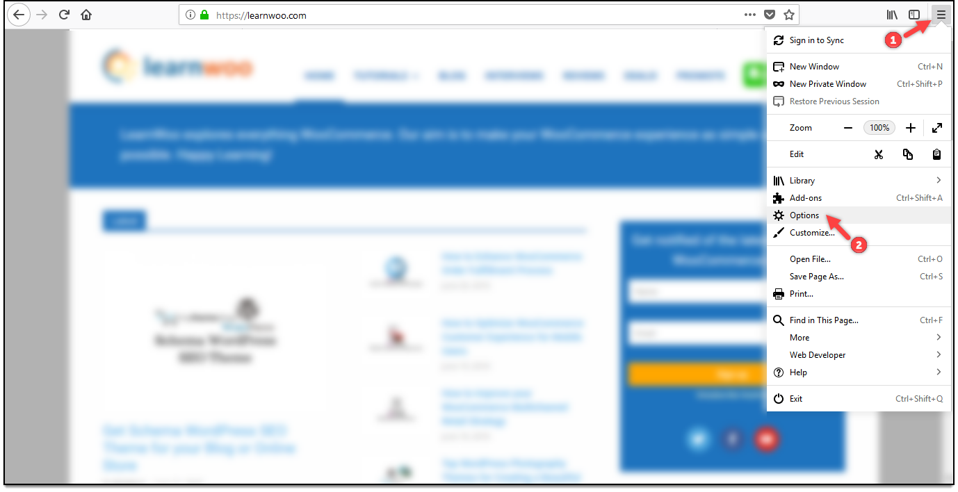 Кэш WordPress | Mozilla Firefox — Параметры меню WordPress Cache | Mozilla Firefox - Menu Options