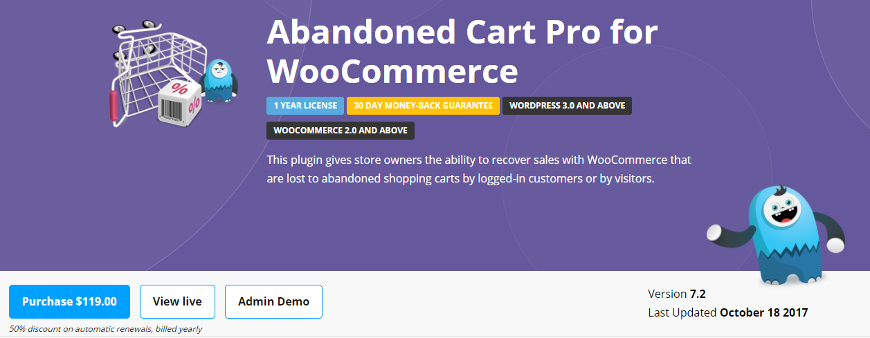tangkapan layar plugin Abandoned Cart Pro