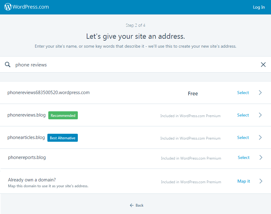 registrare un nome di dominio su WordPress com
