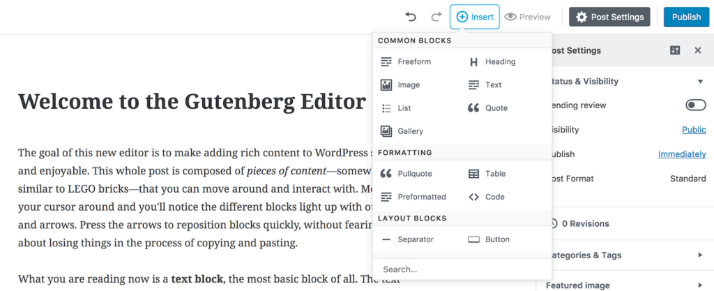 Editor WordPress Gutenberg