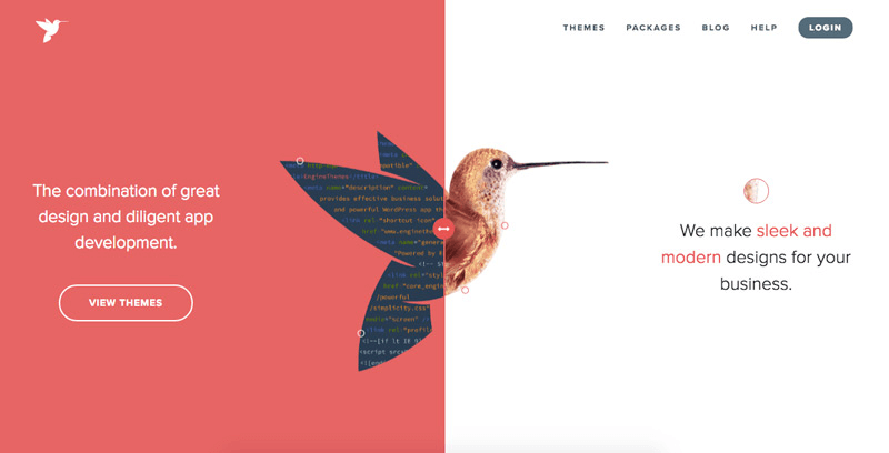 design della pagina di destinazione a schermo diviso Temi WordPress